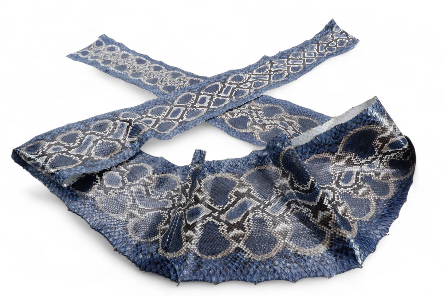 Genuine Reticulated Python Skin Leather Hide Pelt Natural Cobalt Blue