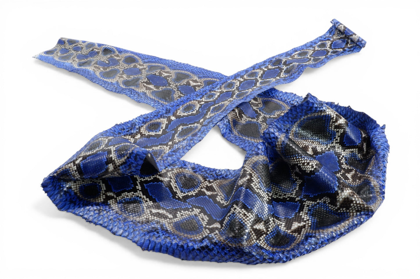 Genuine Reticulated Python Skin Leather Hide Pelt Natural Ultramarine Blue