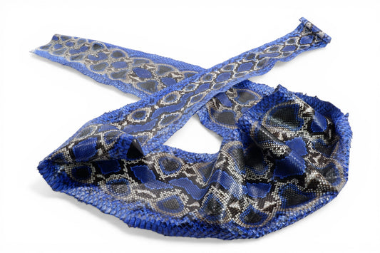 Genuine Reticulated Python Skin Leather Hide Pelt Natural Ultramarine Blue