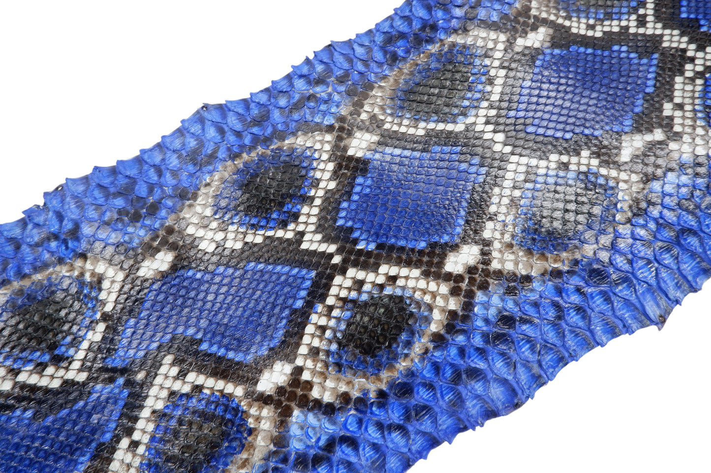Genuine Reticulated Python Skin Leather Hide Pelt Natural Ultramarine Blue