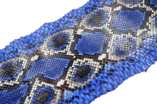 Genuine Reticulated Python Skin Leather Hide Pelt Natural Ultramarine Blue