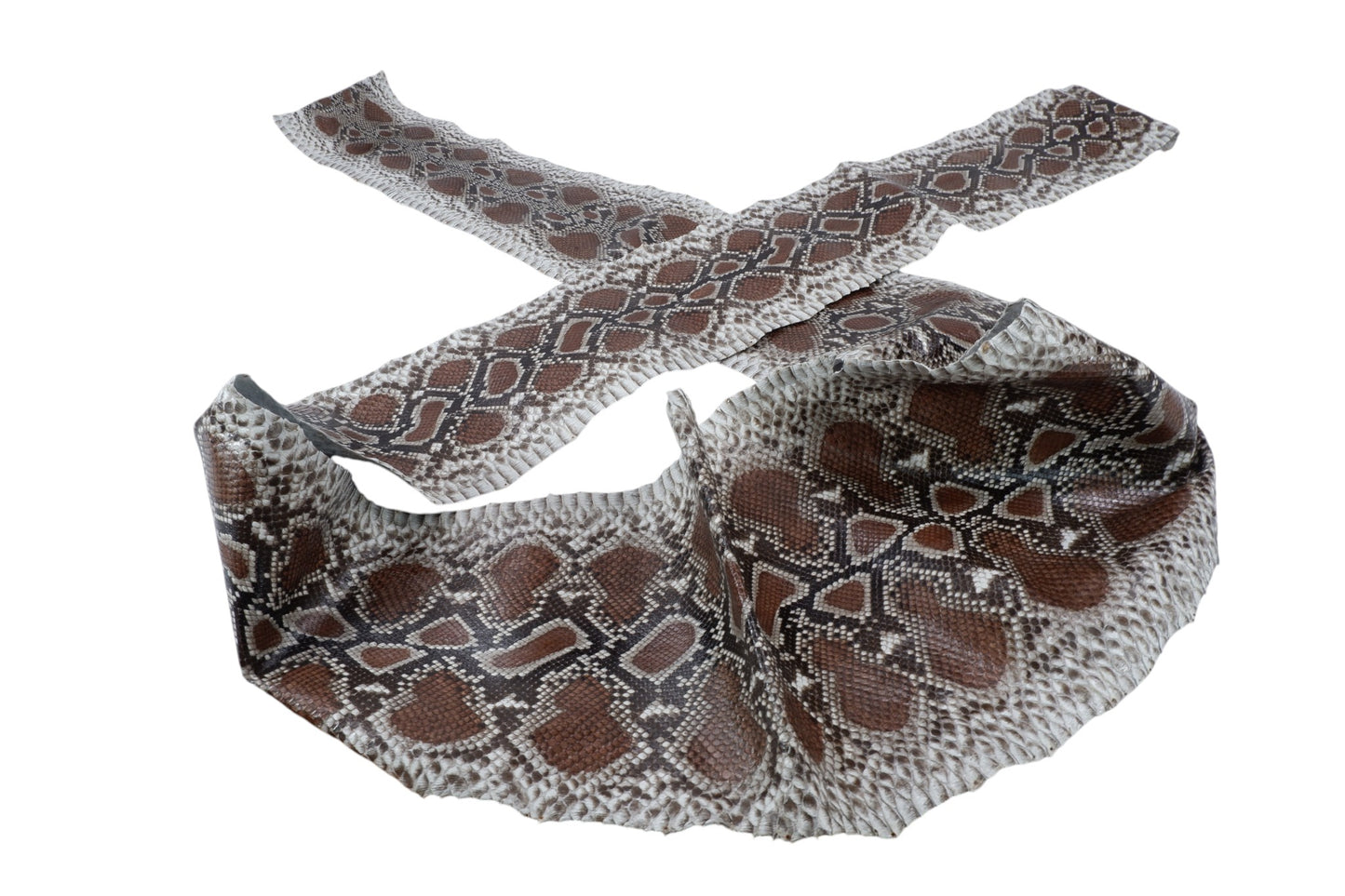 Genuine Reticulated Python Skin Leather Hide Pelt Natural Mahogany Brown