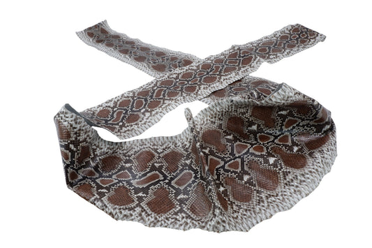 Genuine Reticulated Python Skin Leather Hide Pelt Natural Mahogany Brown
