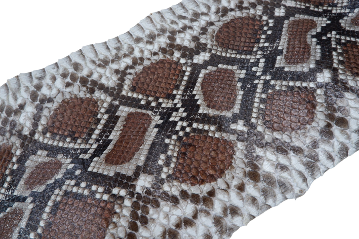 Genuine Reticulated Python Skin Leather Hide Pelt Natural Mahogany Brown