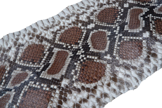 Genuine Reticulated Python Skin Leather Hide Pelt Natural Mahogany Brown