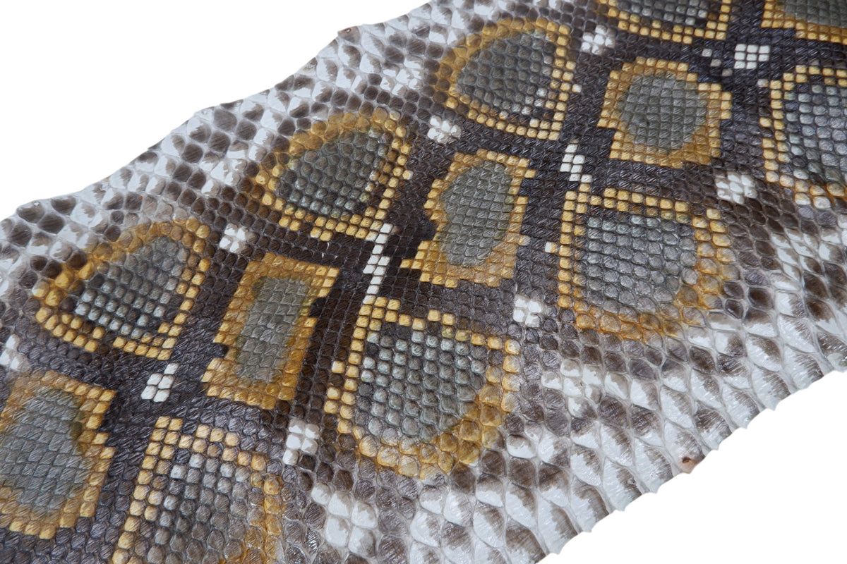 Genuine Reticulated Python Skin Leather Hide Pelt Natural Orange