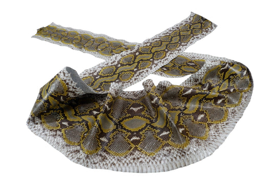 Genuine Reticulated Python Skin Leather Hide Pelt Natural Yellow