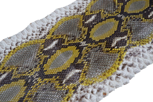 Genuine Reticulated Python Skin Leather Hide Pelt Natural Yellow