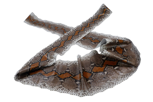 Genuine Reticulated Python Skin Leather Hide Pelt Natural Orange Brown
