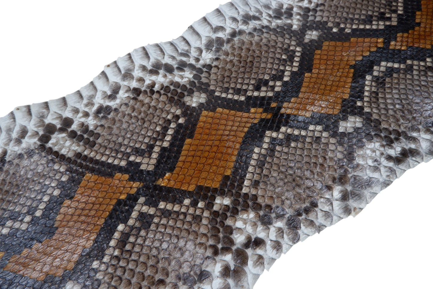 Genuine Reticulated Python Skin Leather Hide Pelt Natural Orange Brown