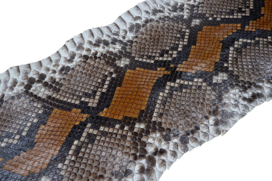 Genuine Reticulated Python Skin Leather Hide Pelt Natural Orange Brown