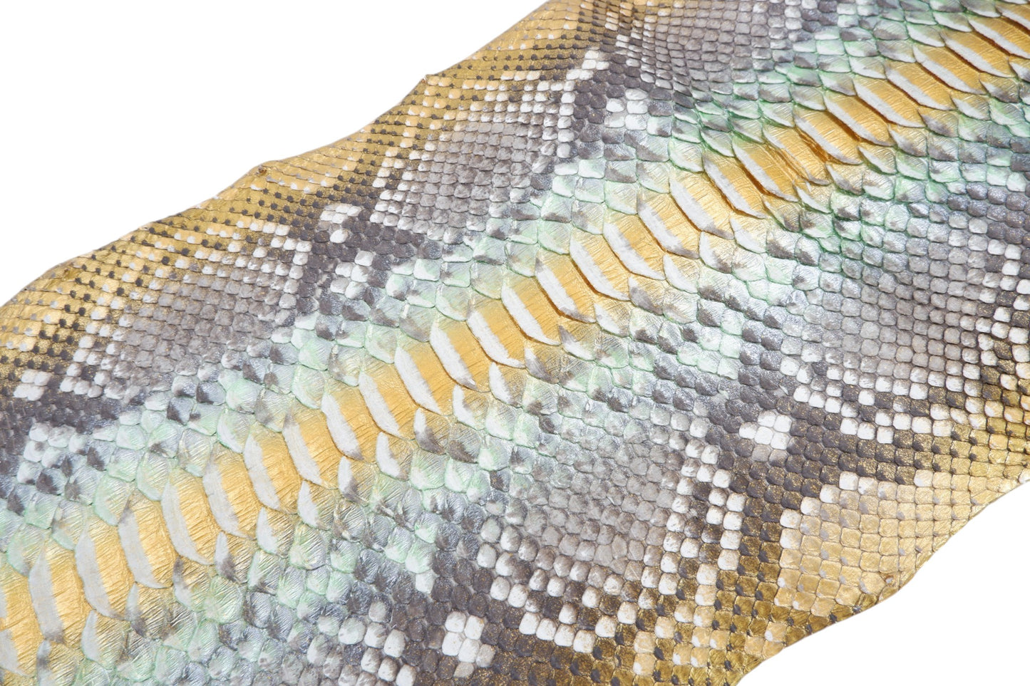 Genuine Reticulated Python Belly Skin Leather Hide Pelt Green & Gold