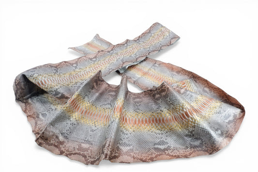 Genuine Reticulated Python Belly Skin Leather Hide Pelt Orange & Gold