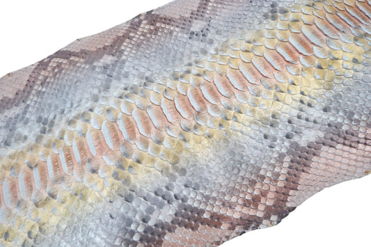 Genuine Reticulated Python Belly Skin Leather Hide Pelt Orange & Gold