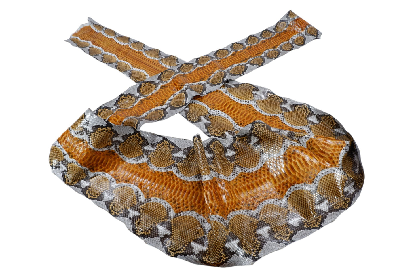 Genuine Reticulated Python Belly Skin Leather Hide Pelt Natural Orange Brown