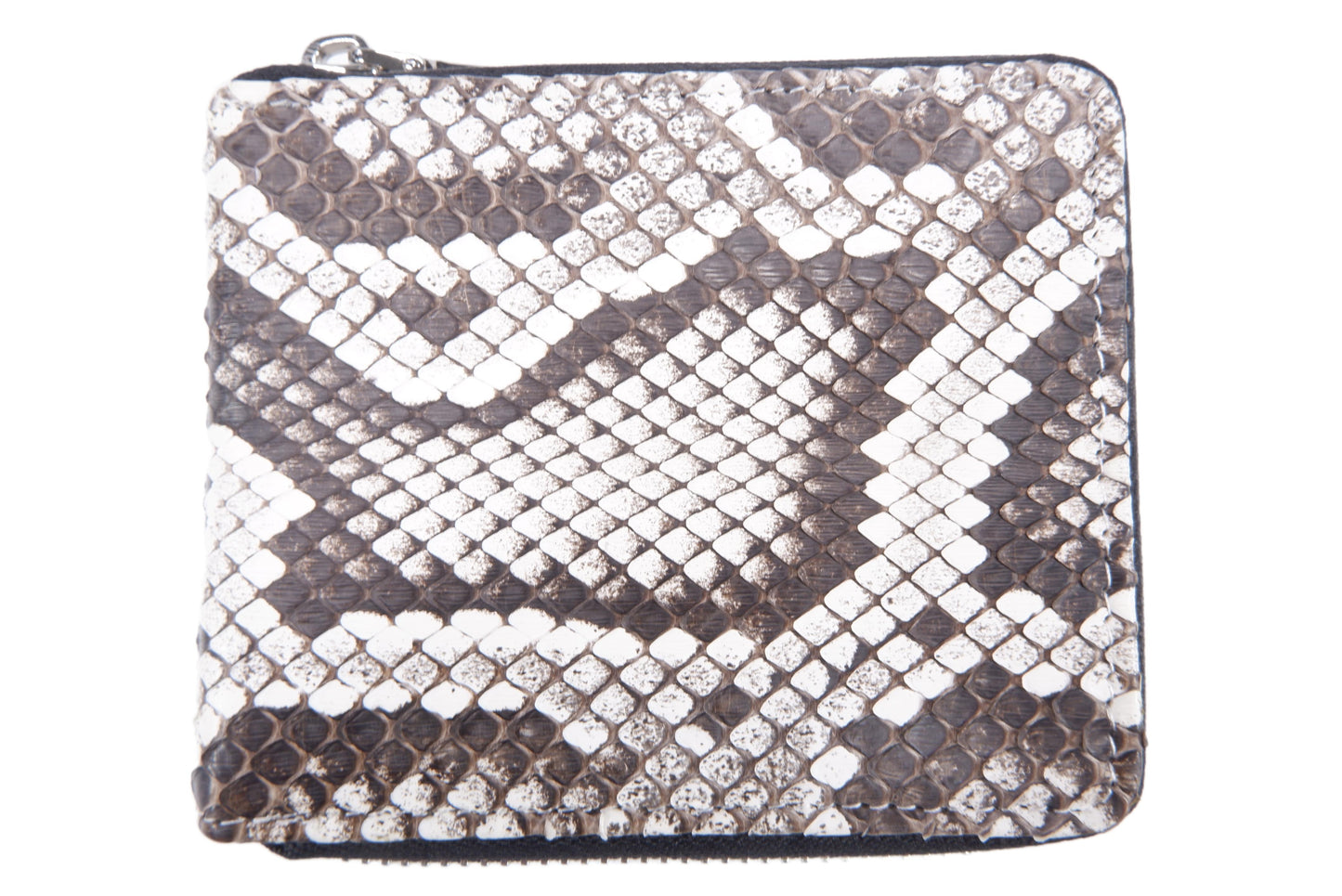 Genuine Burmese Python Skin Leather Zip Around Bifold Wallet