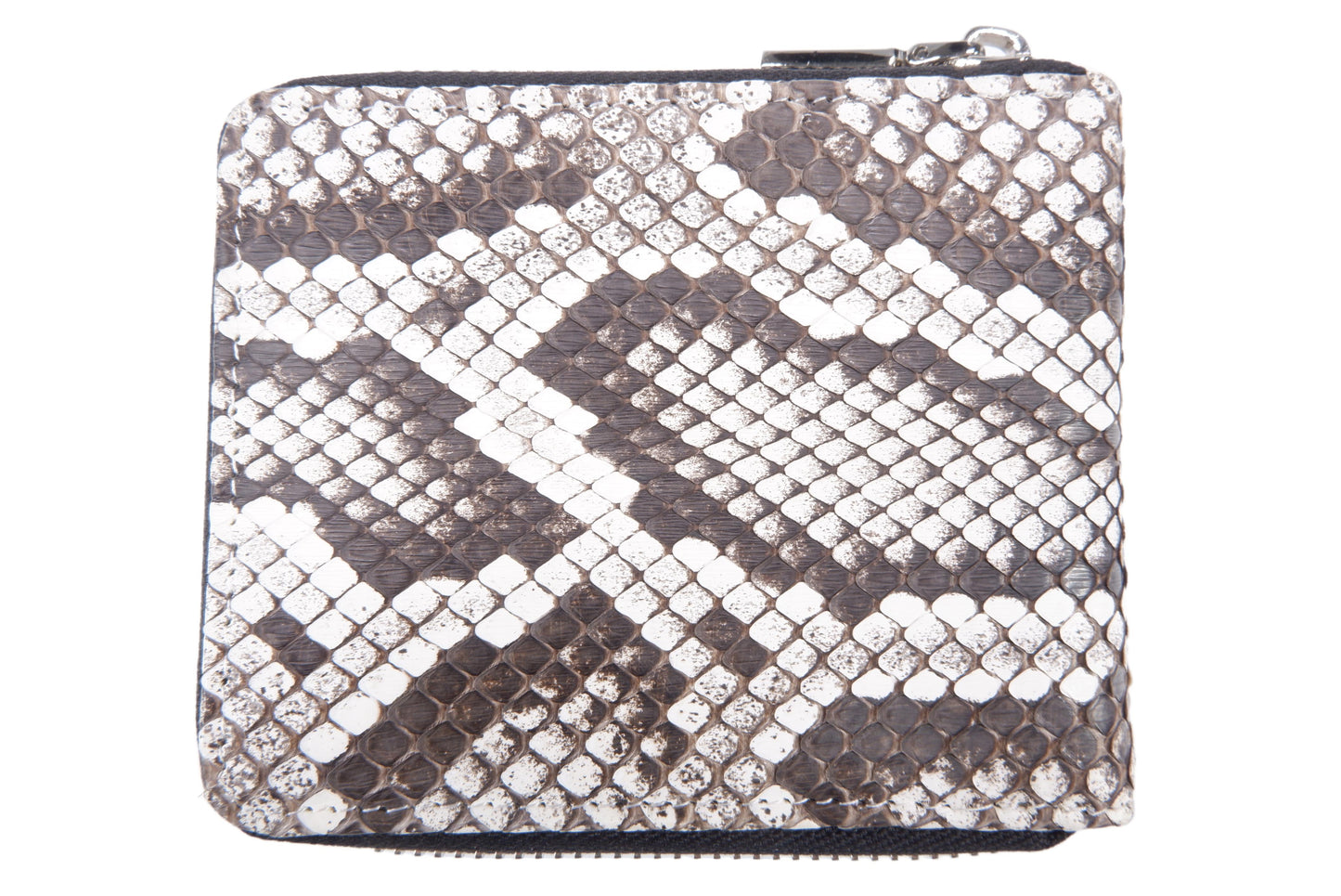 Genuine Burmese Python Skin Leather Zip Around Bifold Wallet
