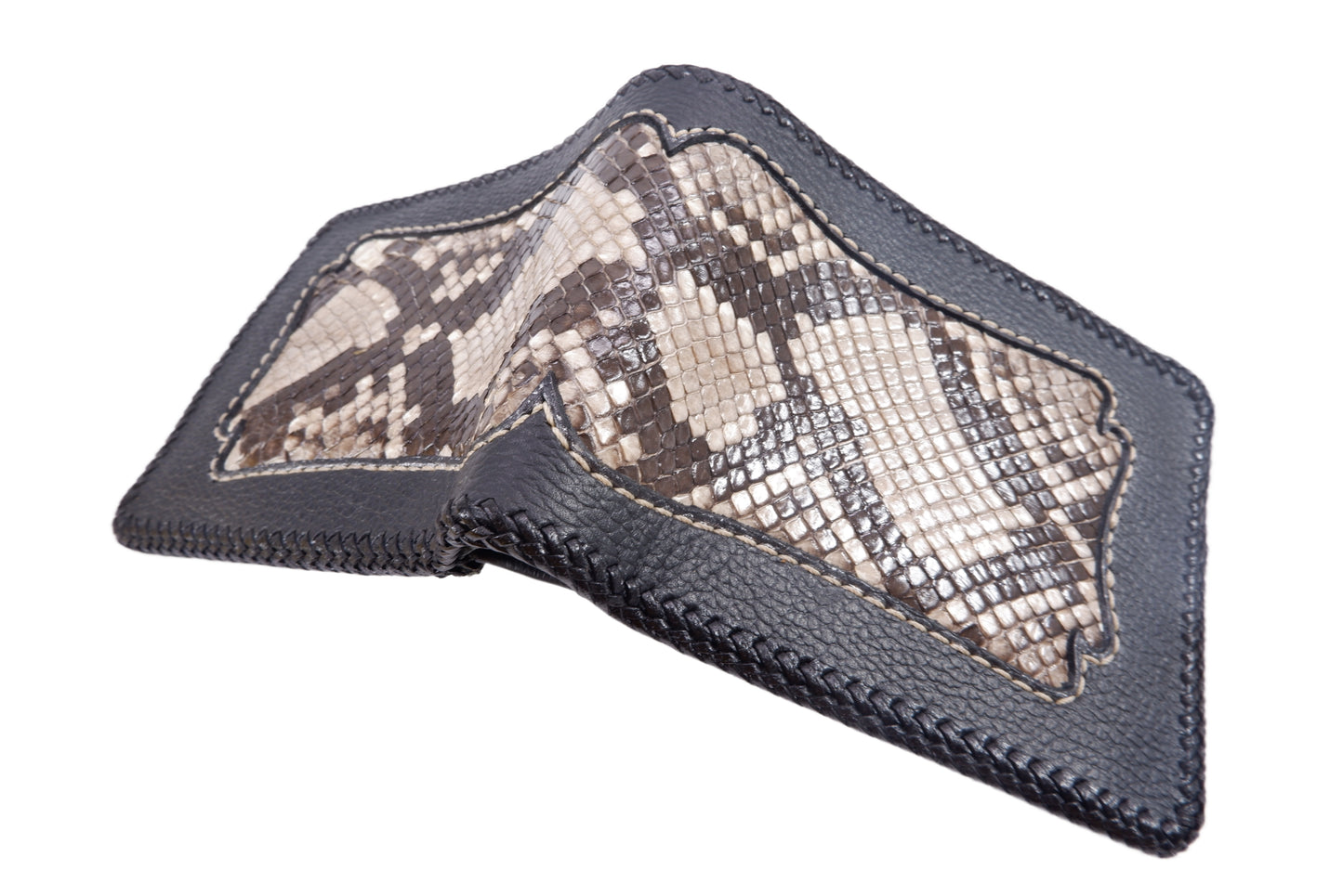 Genuine Reticulated Python Snake Skin Leather Vintage Handmade Bifold Wallet