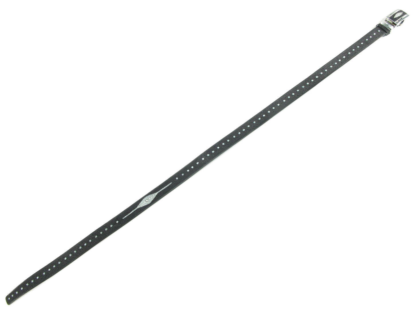 Genuine Stingray Skin Leather Auto Locking Long Dot Men's Belt Black