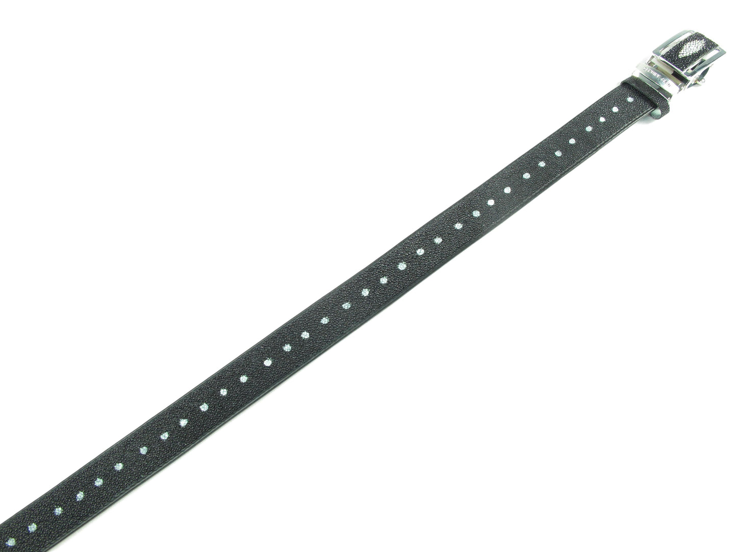 Genuine Stingray Skin Leather Auto Locking Long Dot Men's Belt Black