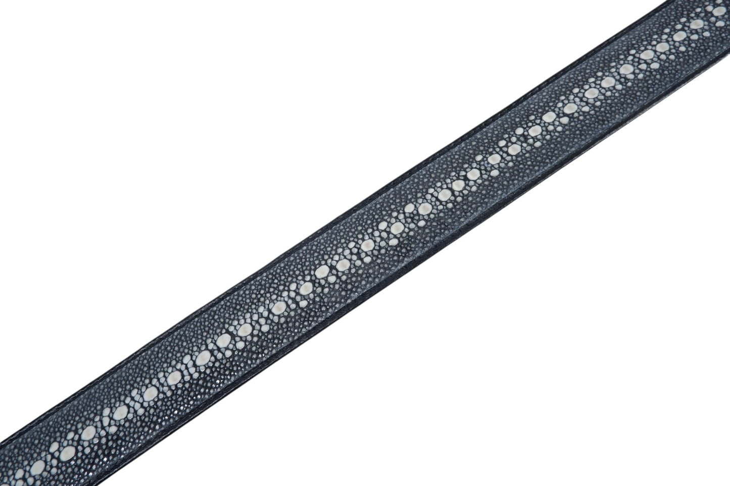 Genuine Polished Stingray Skin Leather Row Diamond Auto Locking Men's Belt Black