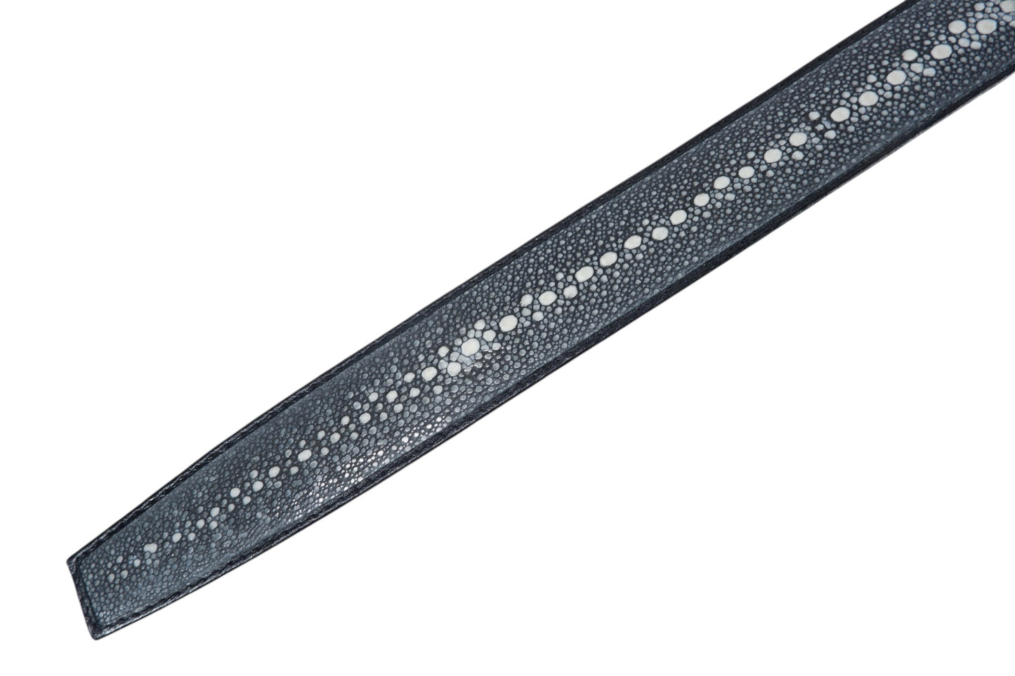 Genuine Polished Stingray Skin Leather Row Diamond Auto Locking Men's Belt Black