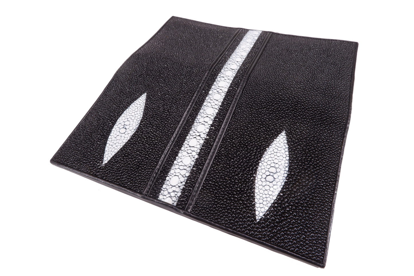 Genuine Row & Diamond Stingray Skin Leather Long Checkbook Wallet