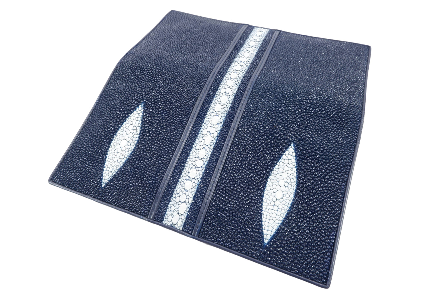 Genuine Row & Diamond Stingray Skin Leather Long Checkbook Wallet