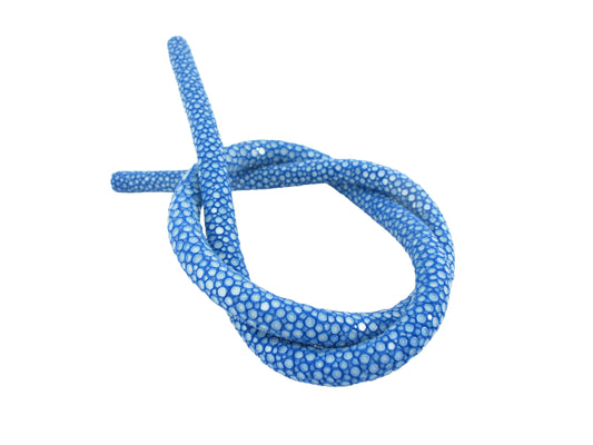 Genuine Polished Stingray Skin Leather Cord Blue