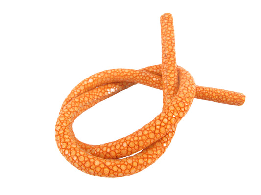 Genuine Polished Stingray Skin Leather Cord Orange