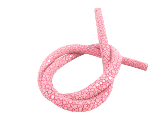 Genuine Polished Stingray Skin Leather Cord Pink