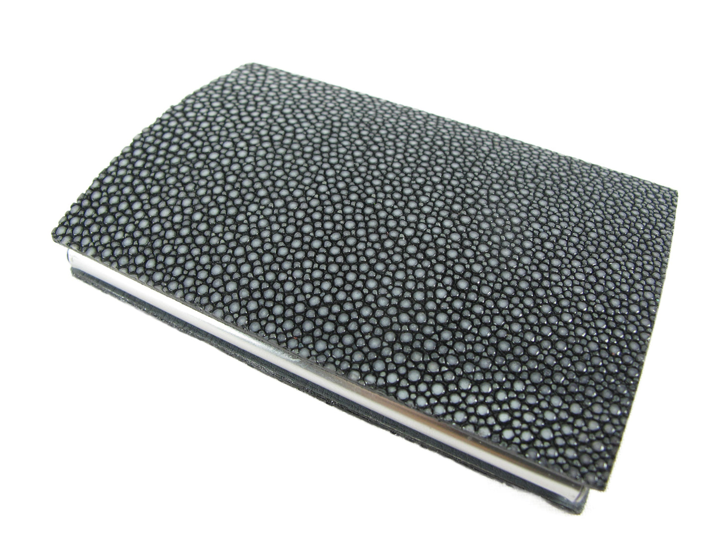 Genuine Polished Stingray Skin Magnetic Metal Business Card Holder Case