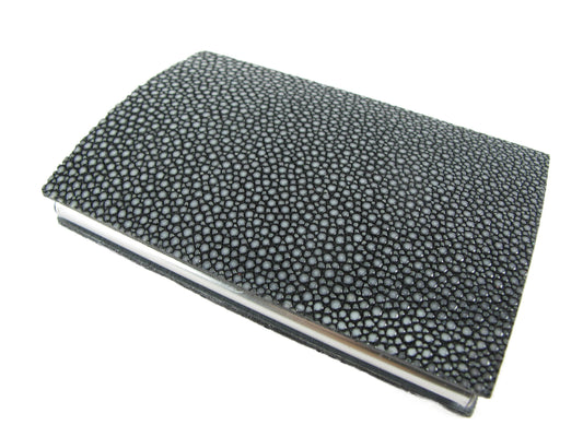 Genuine Polished Stingray Skin Magnetic Metal Business Card Holder Case
