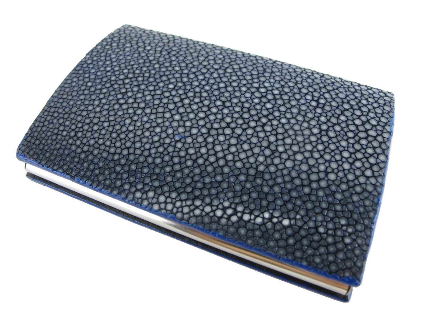 Genuine Polished Stingray Skin Magnetic Metal Business Card Holder Case