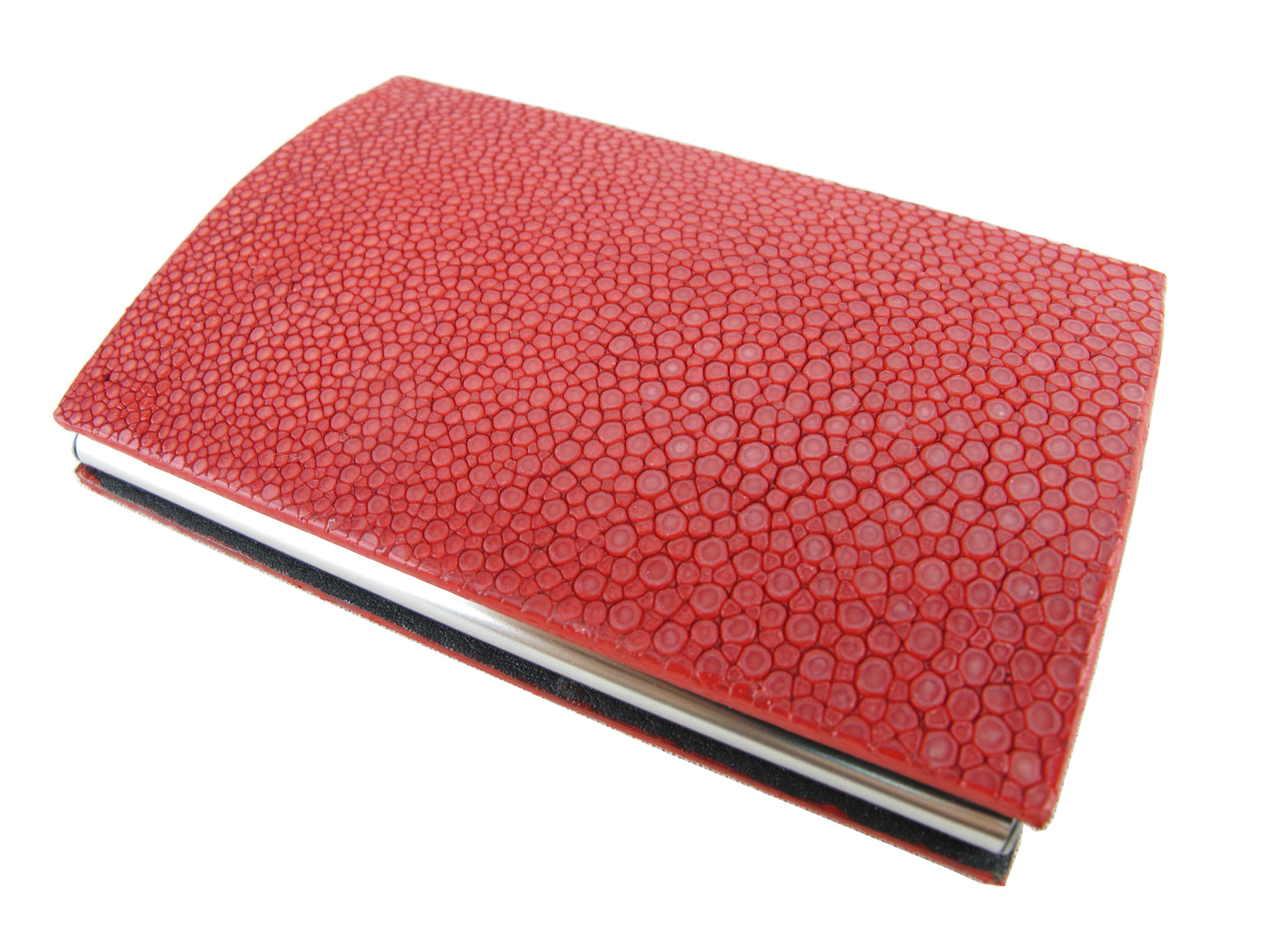 Genuine Polished Stingray Skin Magnetic Metal Business Card Holder Case