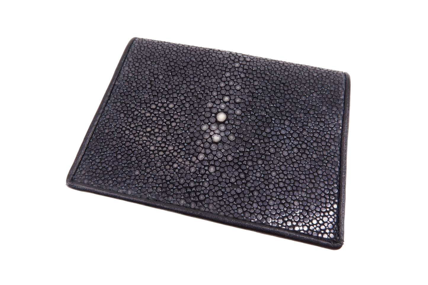 Genuine Polished Stingray Skin Business & Credit Card Holder Wallet Black