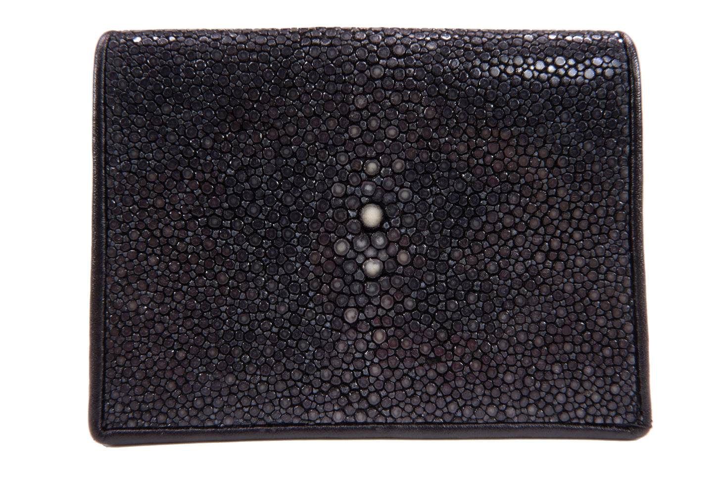 Genuine Polished Stingray Skin Business & Credit Card Holder Wallet Black