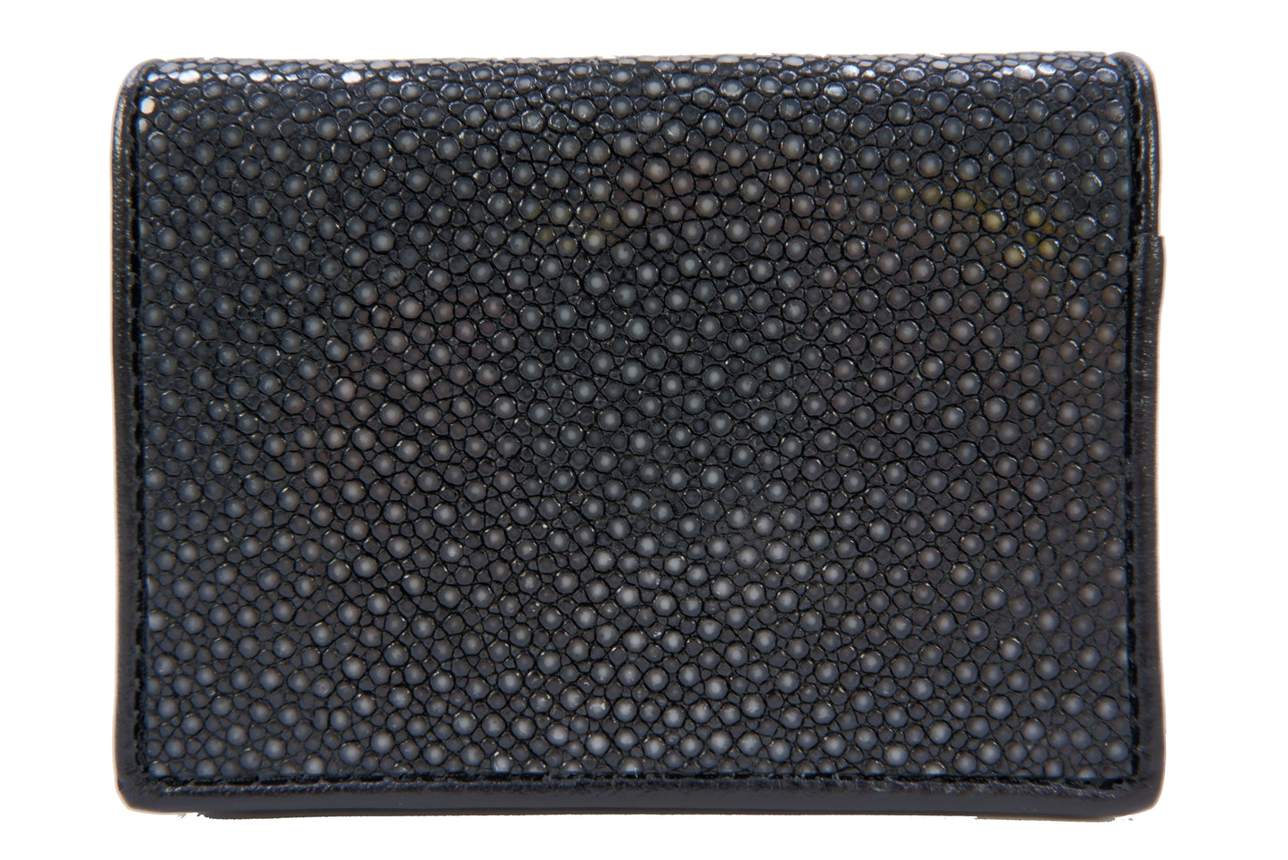 Genuine Polished Stingray Skin Business & Credit Card Holder Wallet Black
