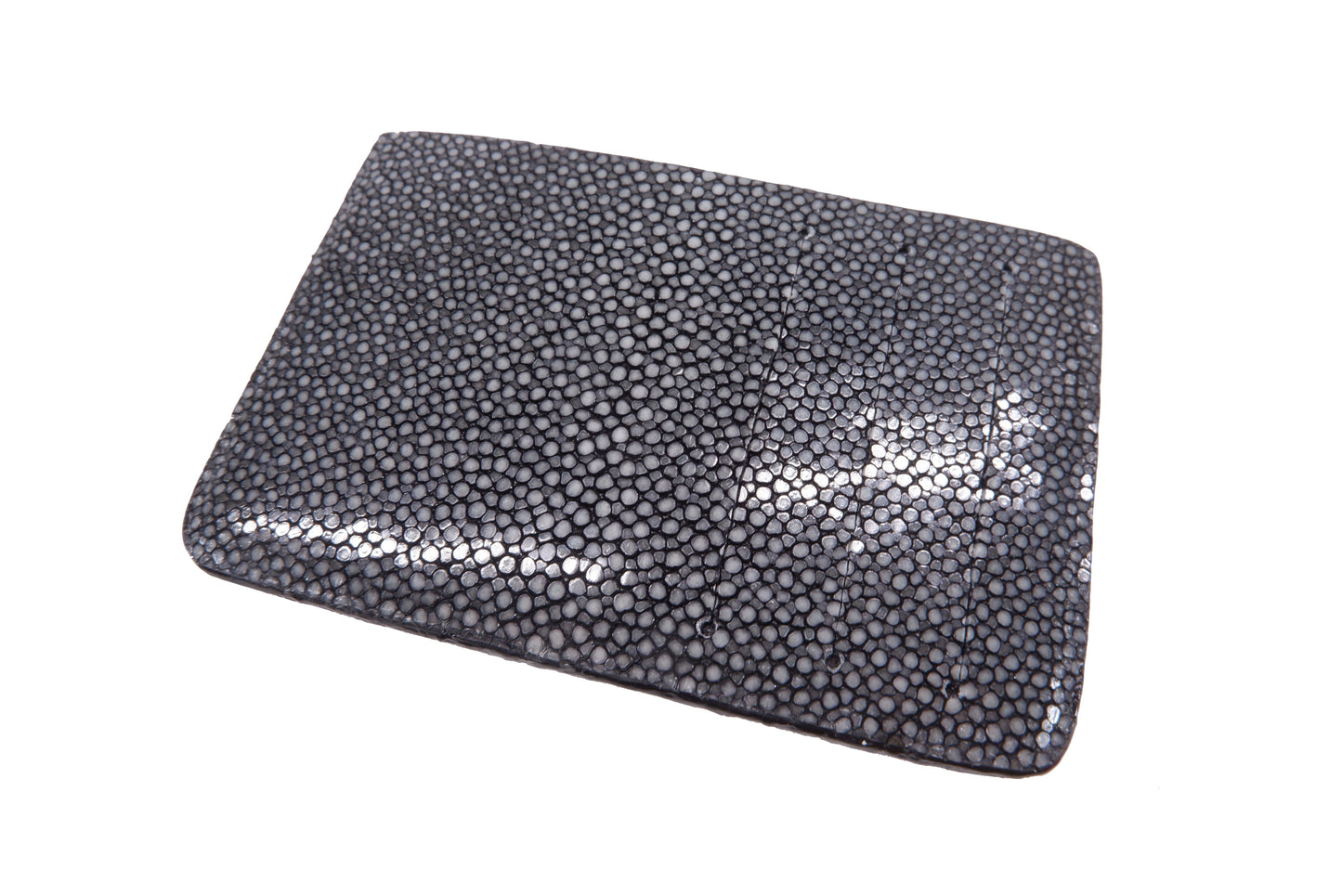Genuine Polished Stingray Skin Leather Slim Business & Credit Card Holder Sleeve Wallet