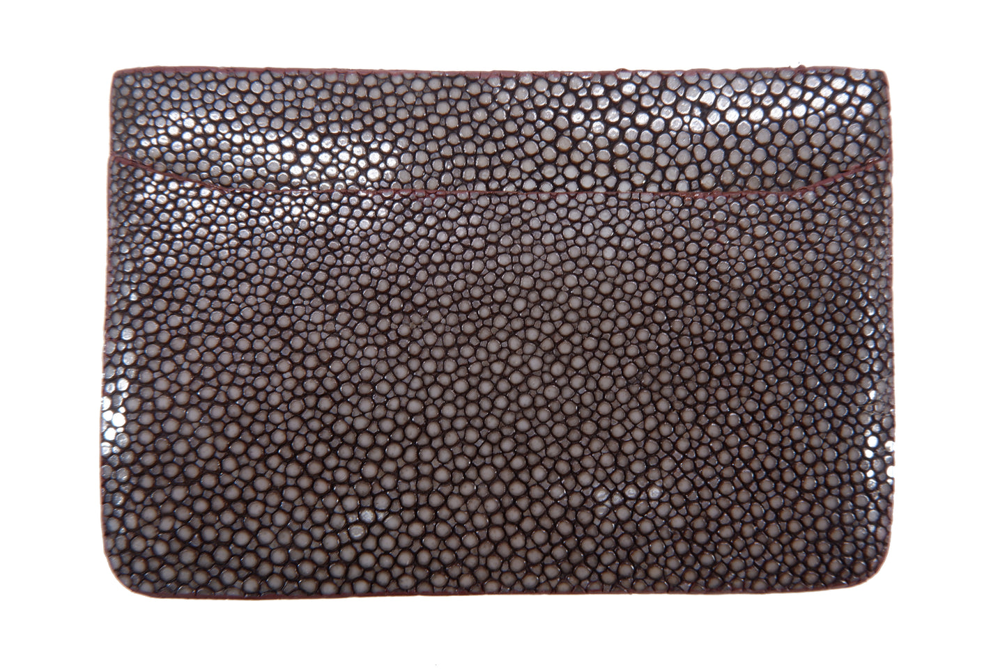 Genuine Polished Stingray Skin Leather Slim Business & Credit Card Holder Sleeve Wallet