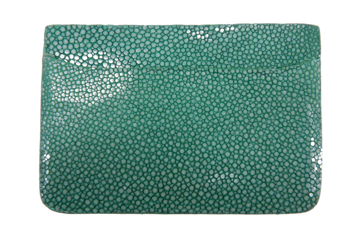 Genuine Polished Stingray Skin Leather Slim Business & Credit Card Holder Sleeve Wallet