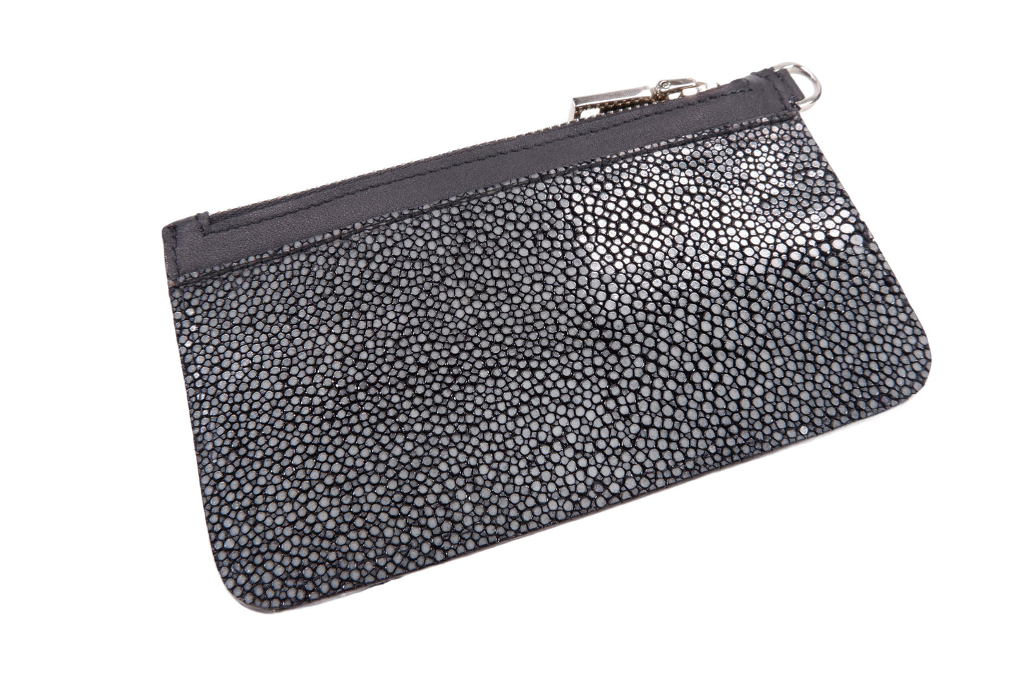 Genuine Polished Stingray Skin Leather Business & Credit Card Holder Zip Wallet Coins Purse