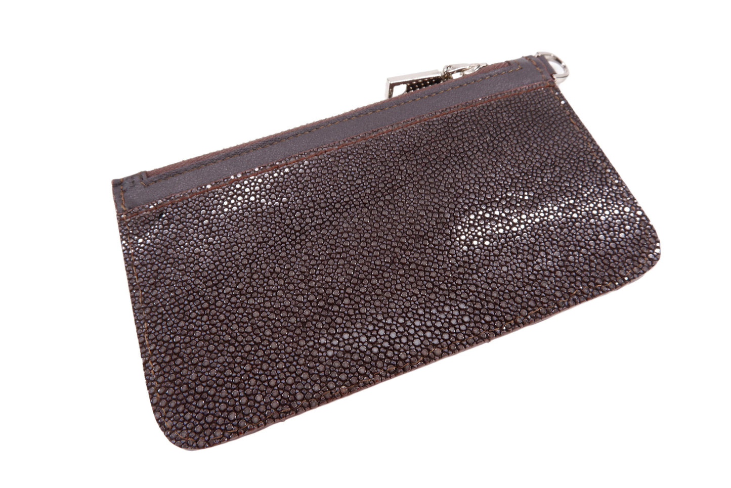 Genuine Polished Stingray Skin Leather Business & Credit Card Holder Zip Wallet Coins Purse