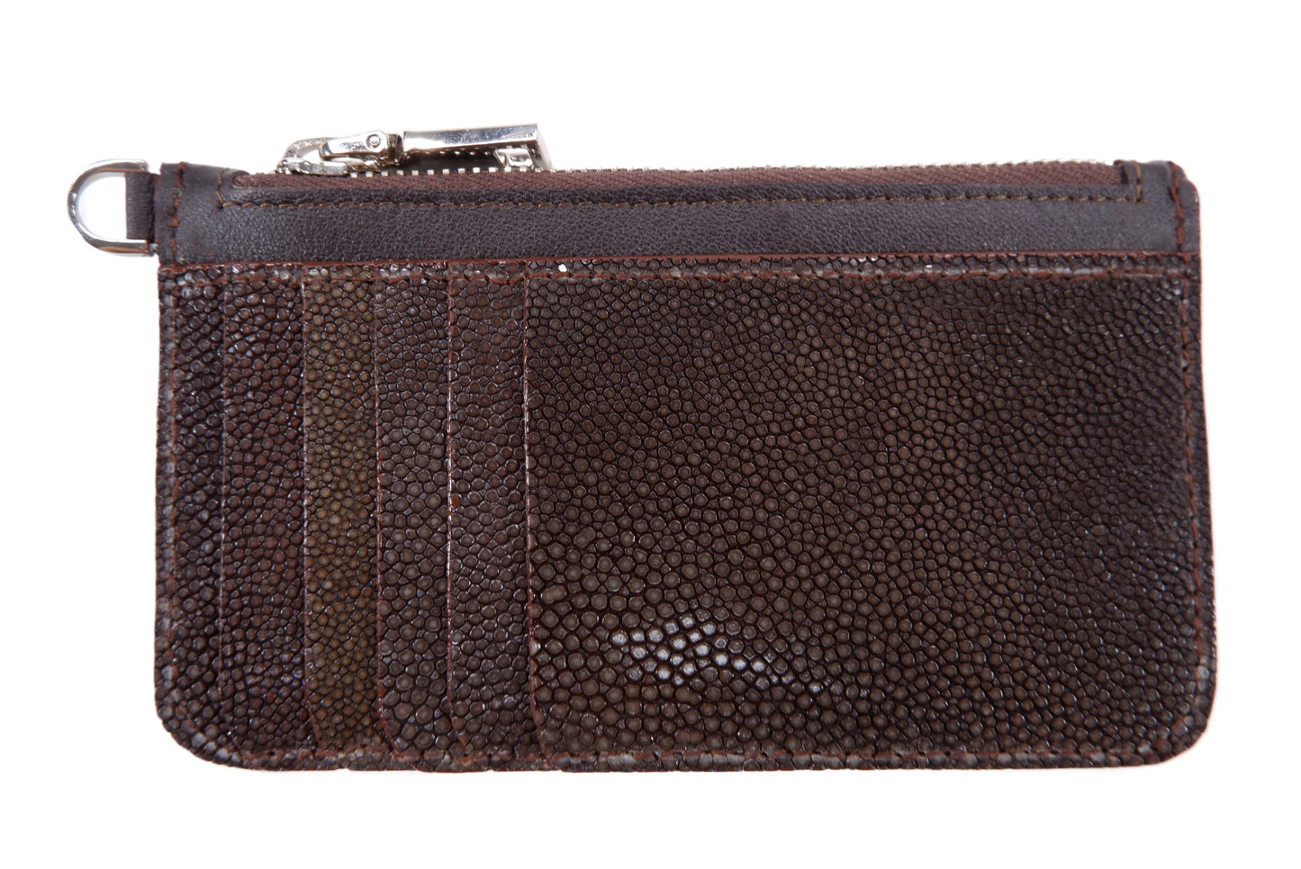 Genuine Polished Stingray Skin Leather Business & Credit Card Holder Zip Wallet Coins Purse