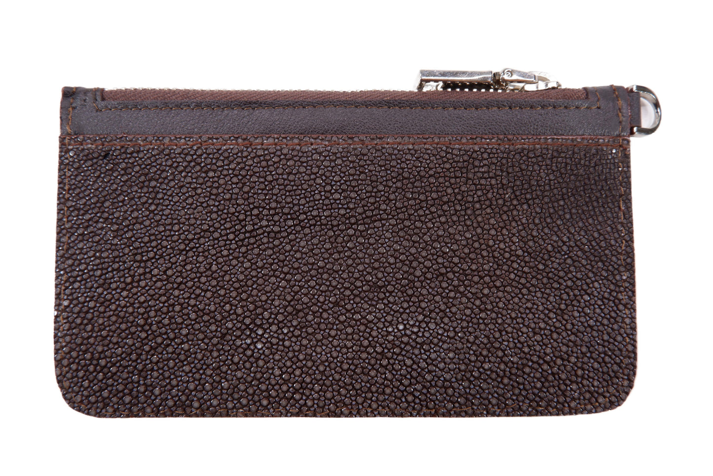 Genuine Polished Stingray Skin Leather Business & Credit Card Holder Zip Wallet Coins Purse