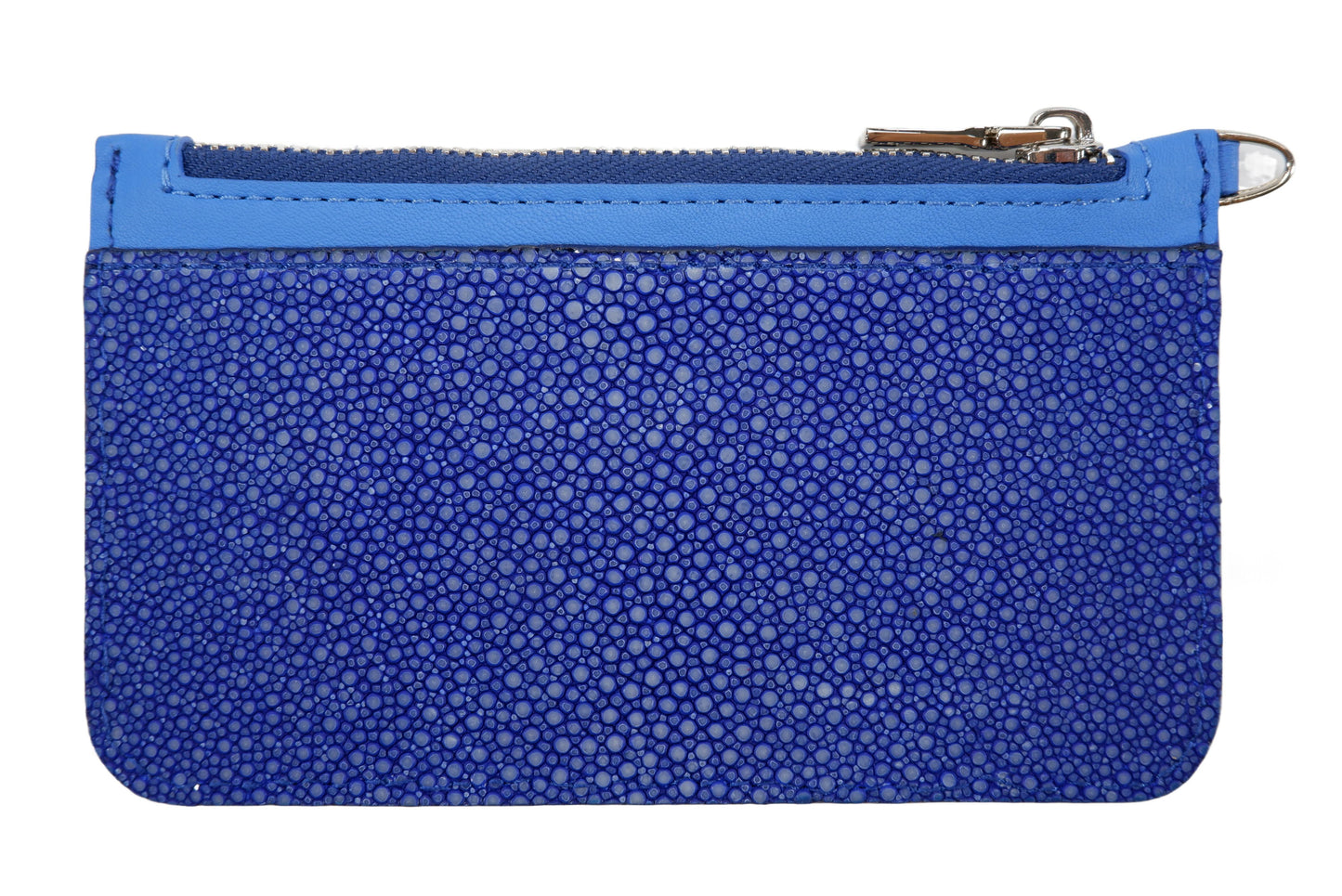 Genuine Polished Stingray Skin Leather Business & Credit Card Holder Zip Wallet Coins Purse