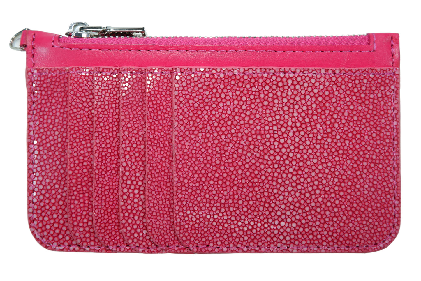 Genuine Polished Stingray Skin Leather Business & Credit Card Holder Zip Wallet Coins Purse