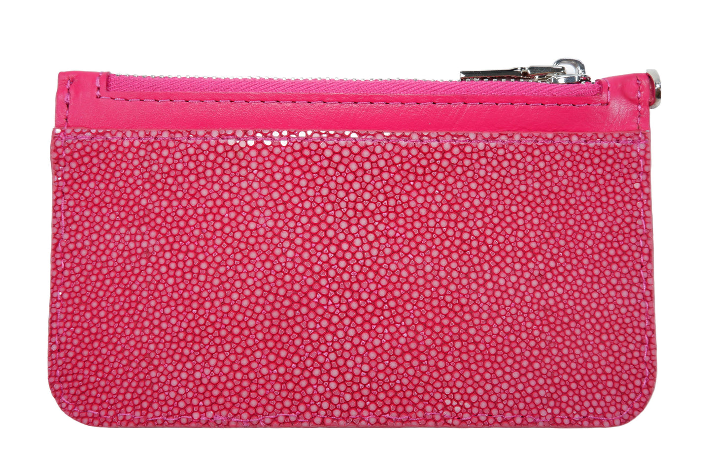 Genuine Polished Stingray Skin Leather Business & Credit Card Holder Zip Wallet Coins Purse