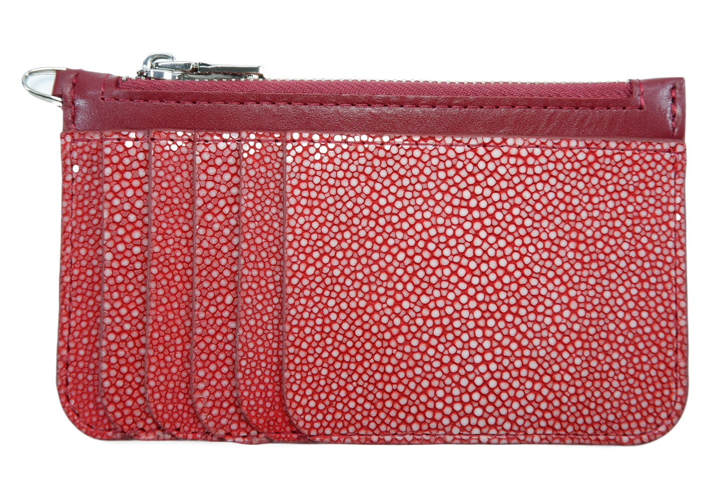 Genuine Polished Stingray Skin Leather Business & Credit Card Holder Zip Wallet Coins Purse