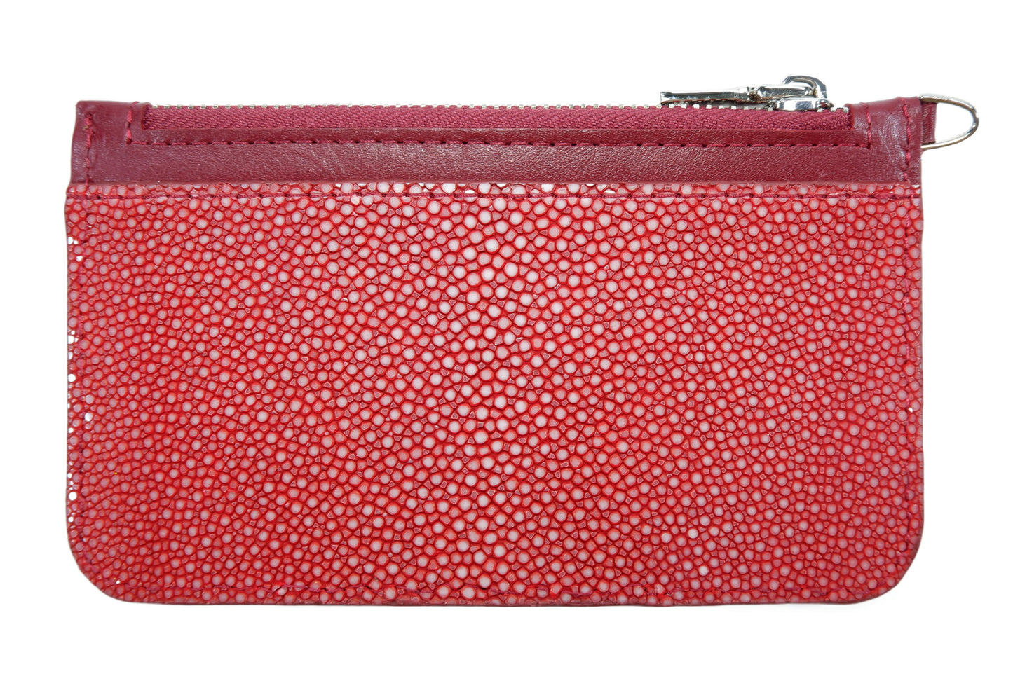 Genuine Polished Stingray Skin Leather Business & Credit Card Holder Zip Wallet Coins Purse